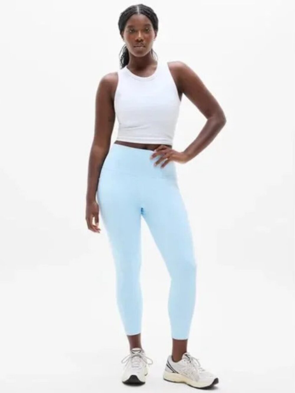 Athleta Light Blue Salutation Stash Leggings